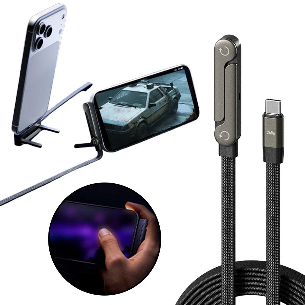 2-in-1 Data Wire Foldable Phone Tablet Stand Type-C To Type-C USB-A