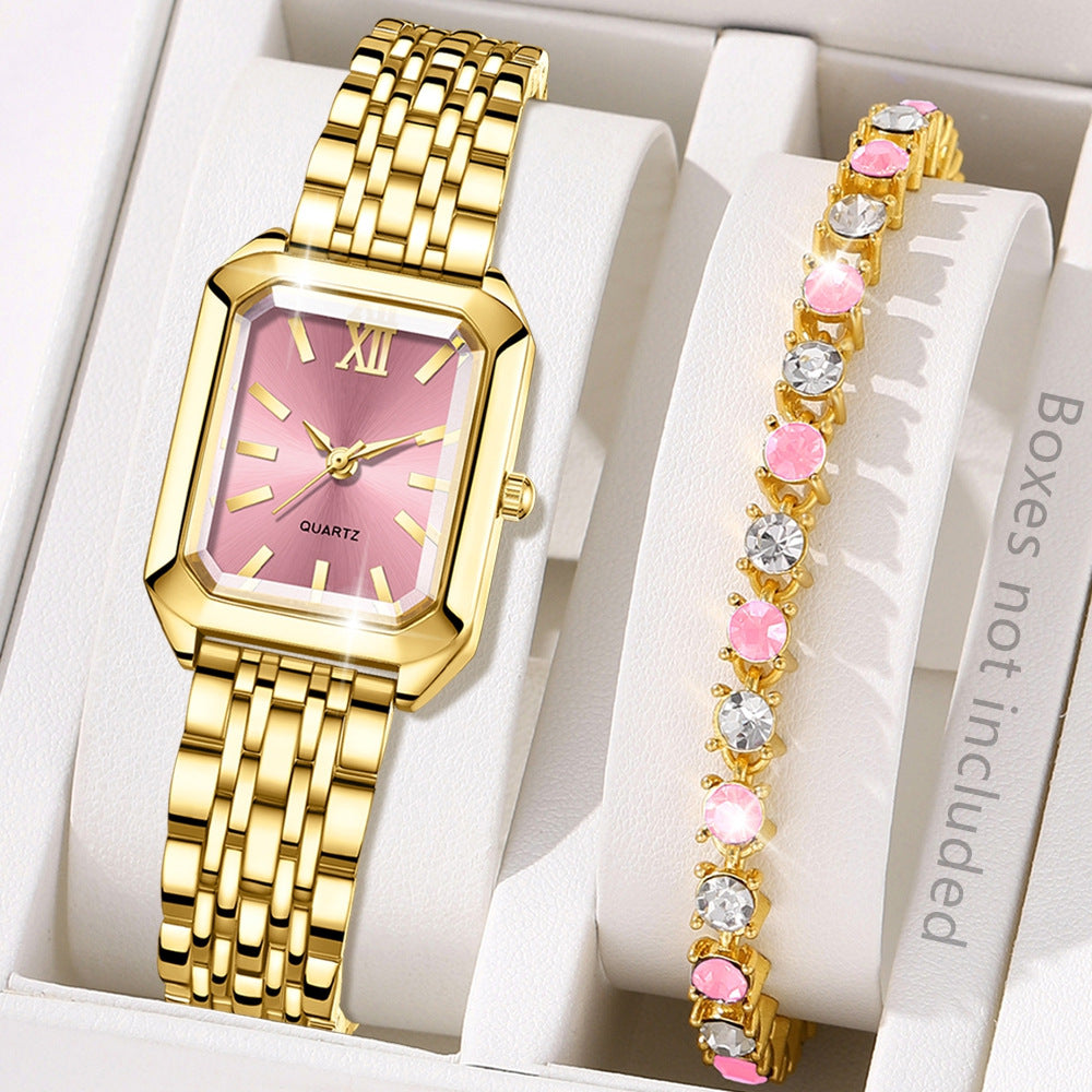The Lady Is Just Wearing A Square Quartz Watch