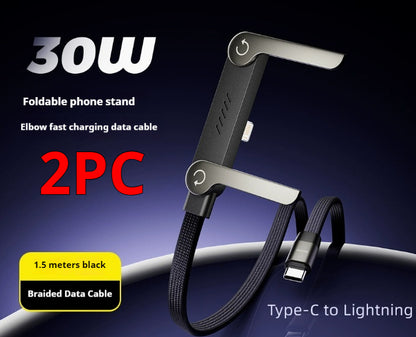 2-in-1 Data Wire Foldable Phone Tablet Stand Type-C To Type-C USB-A